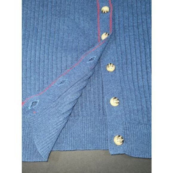 ModCloth Women's Short Sleeves Seashore Embroidered Blue Cotton Cardigan Size 1X - Picture 6 of 12